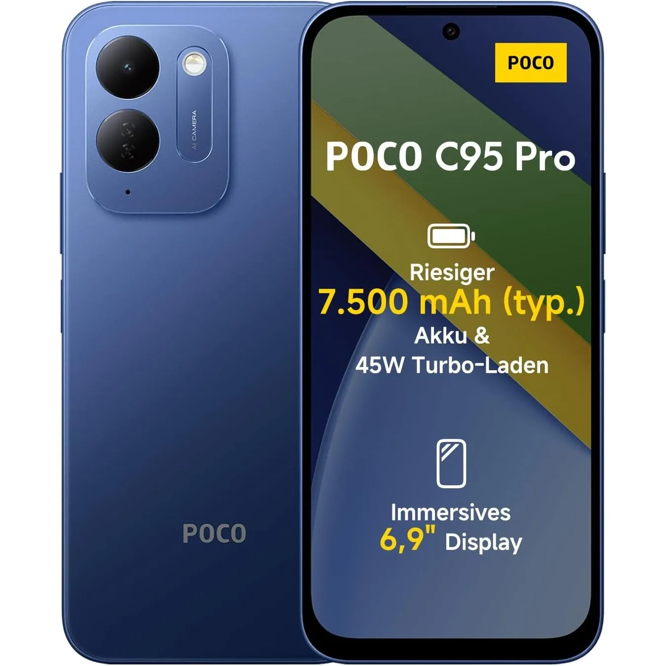 Xiaomi Poco C95 Pro, Smartphone 8+256 GB, Blau, 7500mAh, 45W Schnellladen