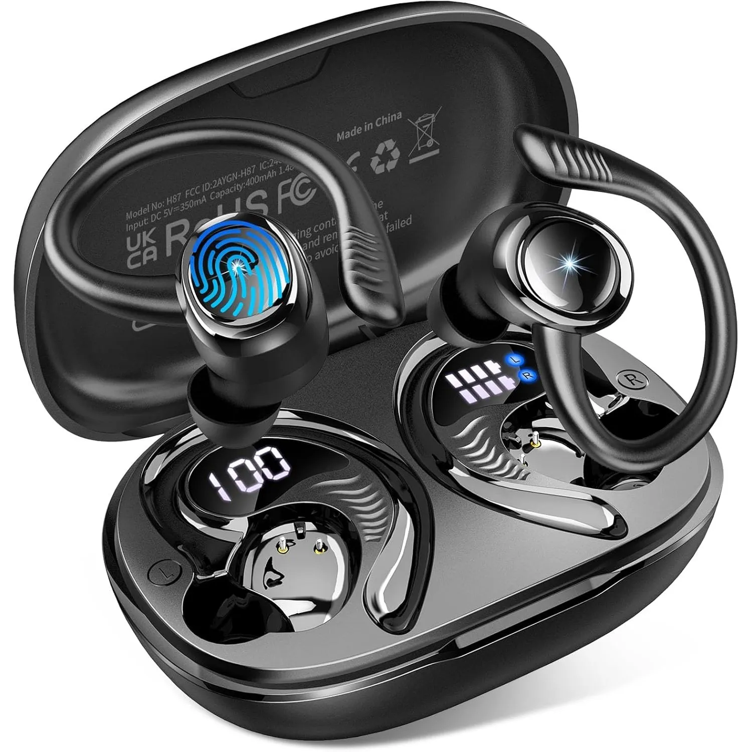 Bluetooth 5.4 Kopfhörer Sport, 6D Bass In Ear Kopfhörer Kabellos Bluetooth