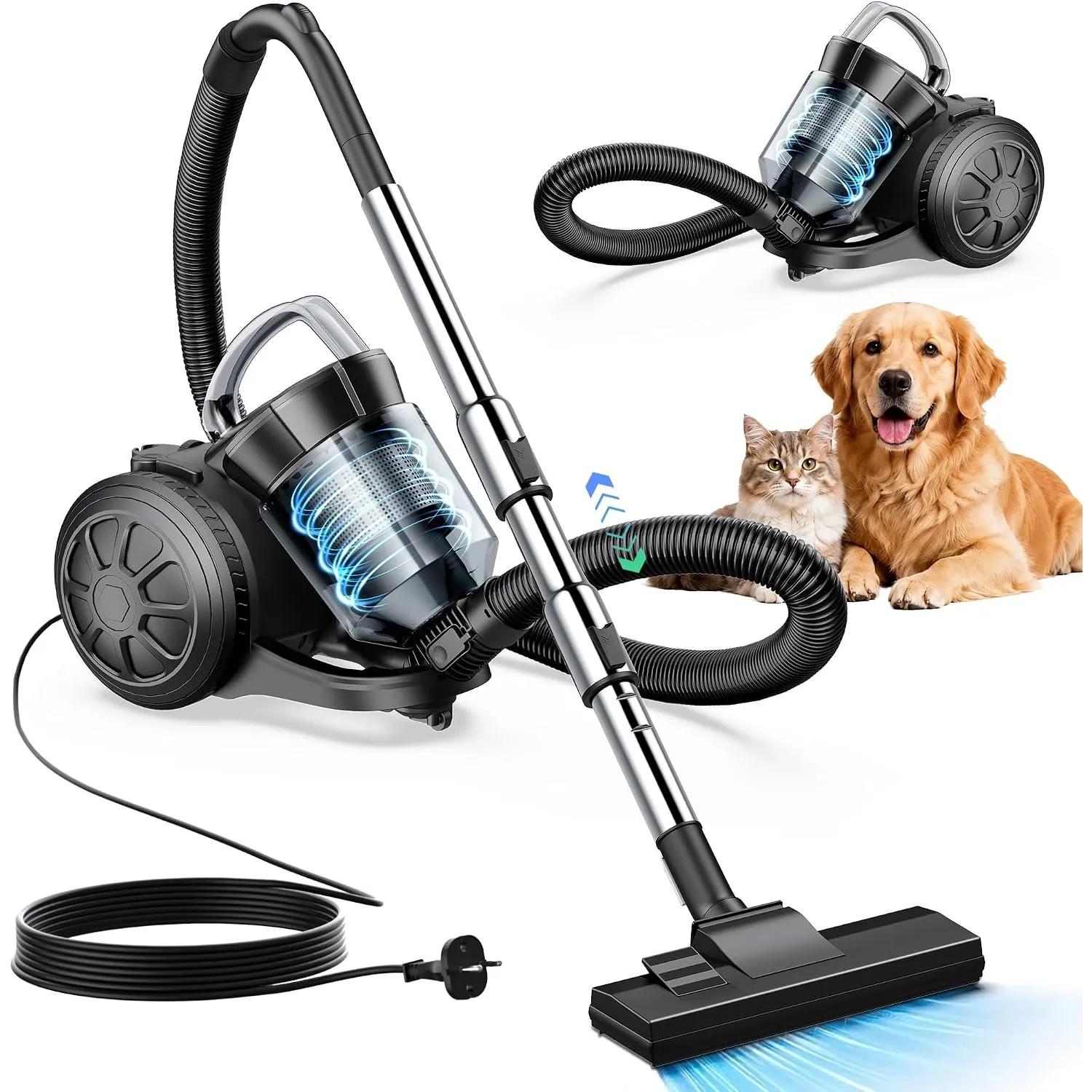 OYLCDI Beutelloser Bostaubsauger ohne Beutel,1600W Staubsauger|70dB|Bodenstaubsauger|HEPA Filter Bodendüse für Parkett,…