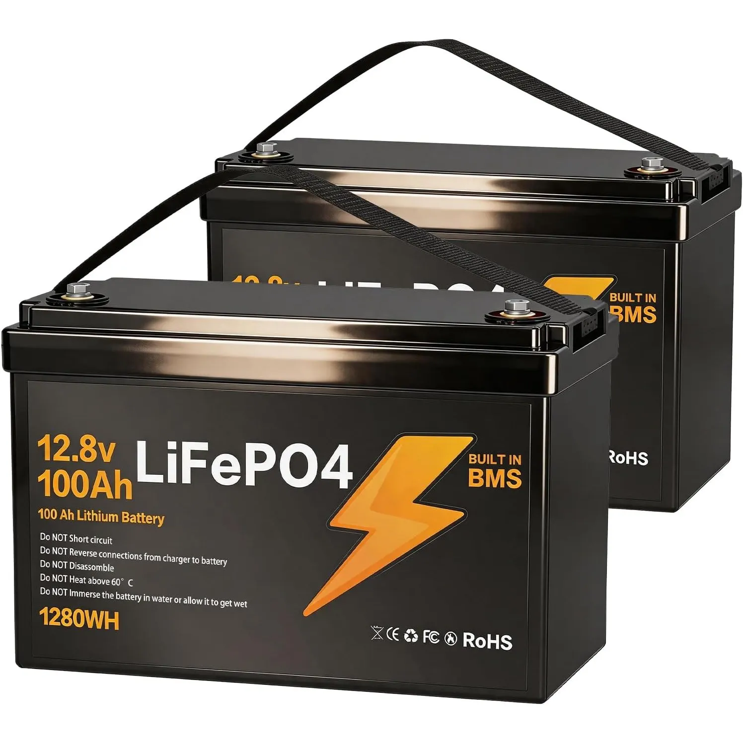 12V 100Ah LiFePO4 Akku, 1280 Wh und BMS, Tiefentladungssicher mit Niedrigtemperaturschutz, Schutz IP65 Lithium Akku mit…