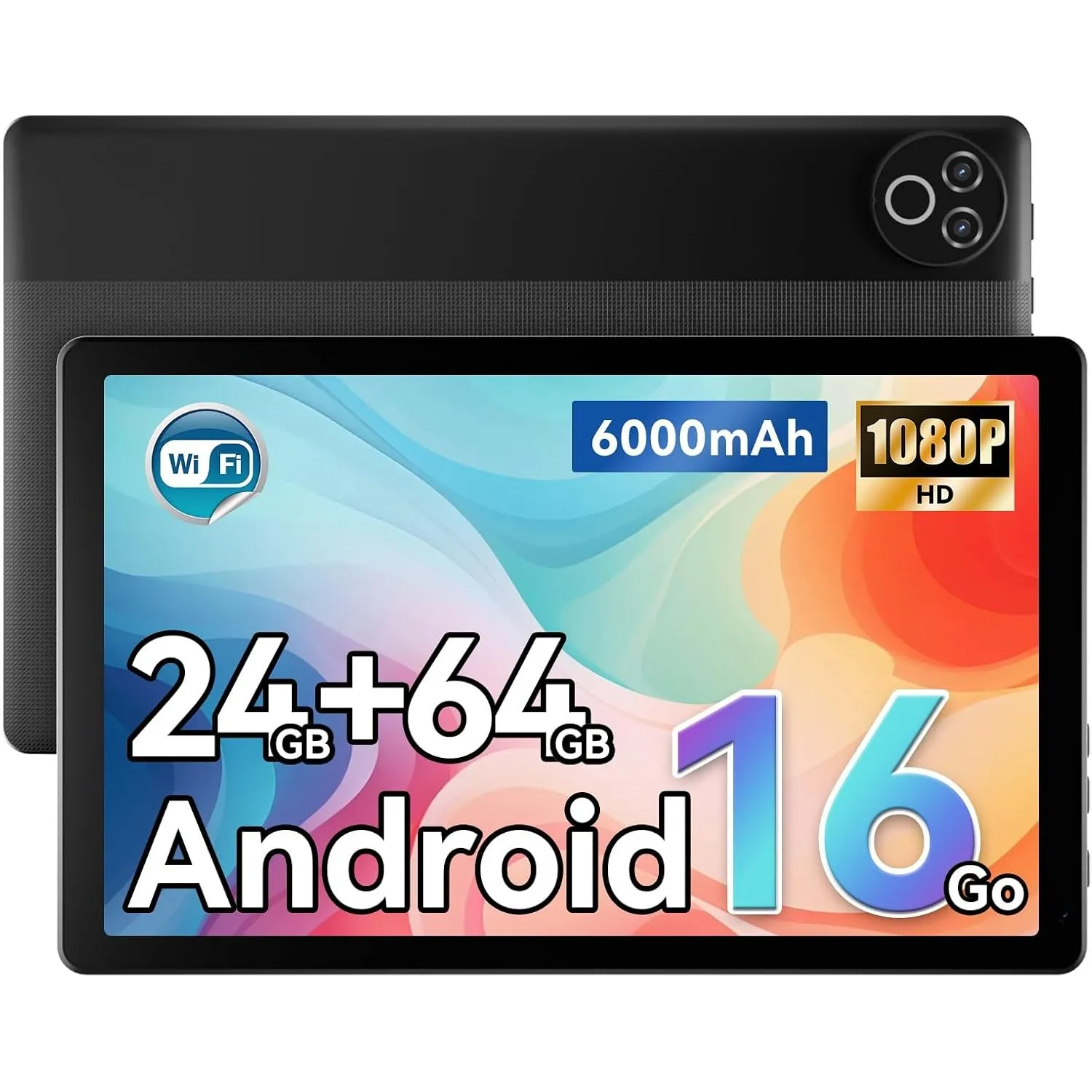 Android 16 Tablet 10,1 Zoll, 24GB RAM, 64GB ROM, WiFi 6, 6000mAh