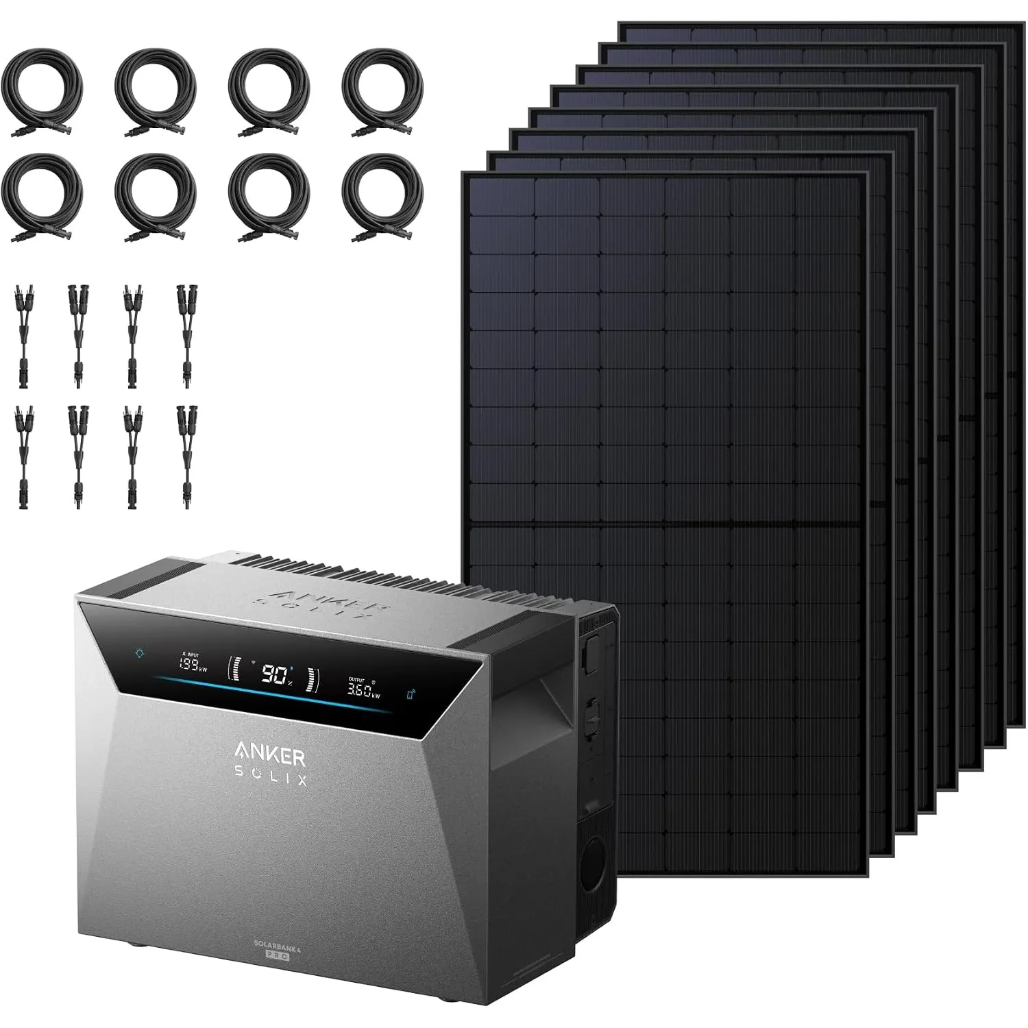 Anker SOLIX Solarbank 4 Pro+8× 500W Panels + 4× 6mm² Kabel(5m)+4× Y-Kabel