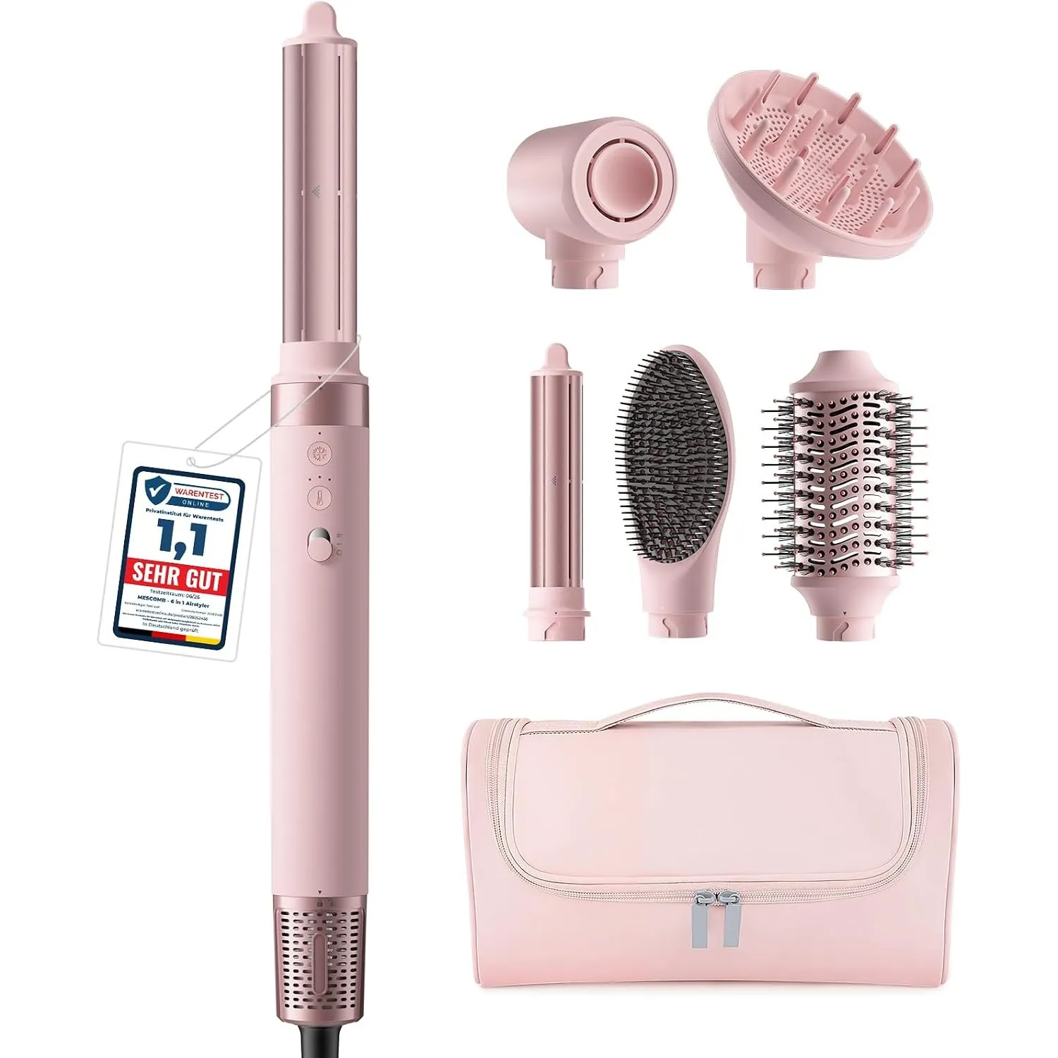 MESCOMB Airstyler 6 in 1, Hairstyler mit Auto-Wrap Lockenstab, Ionen Föhn mit Diffusor, Volumen- und Glättbürste zum Tr…