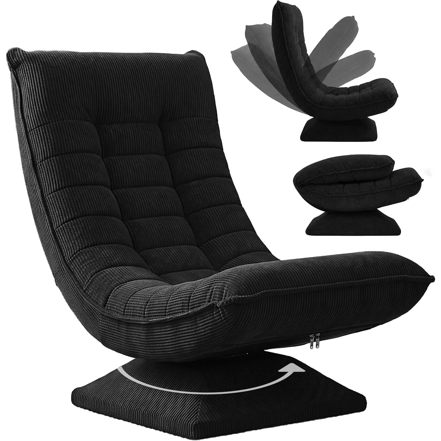 CASARIA Relaxsessel mit Verstellbarer Rückenlehne Cord Schwarz
