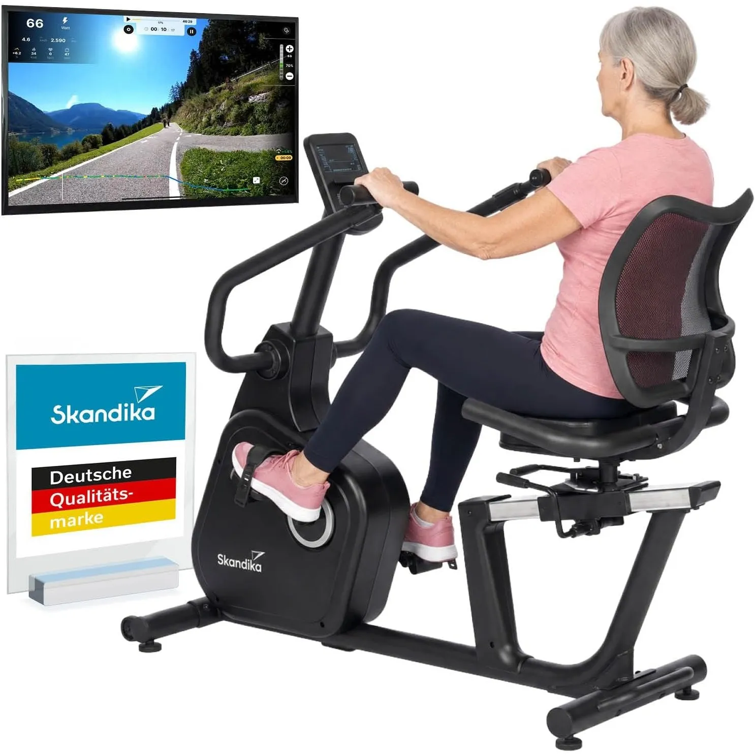 Skandika Liege-Ergometer Cykling P12 Comfort | Heimtrainer Fahrrad mit drehbarem Sitz, Computer, bis 120 kg, Bluetooth,…
