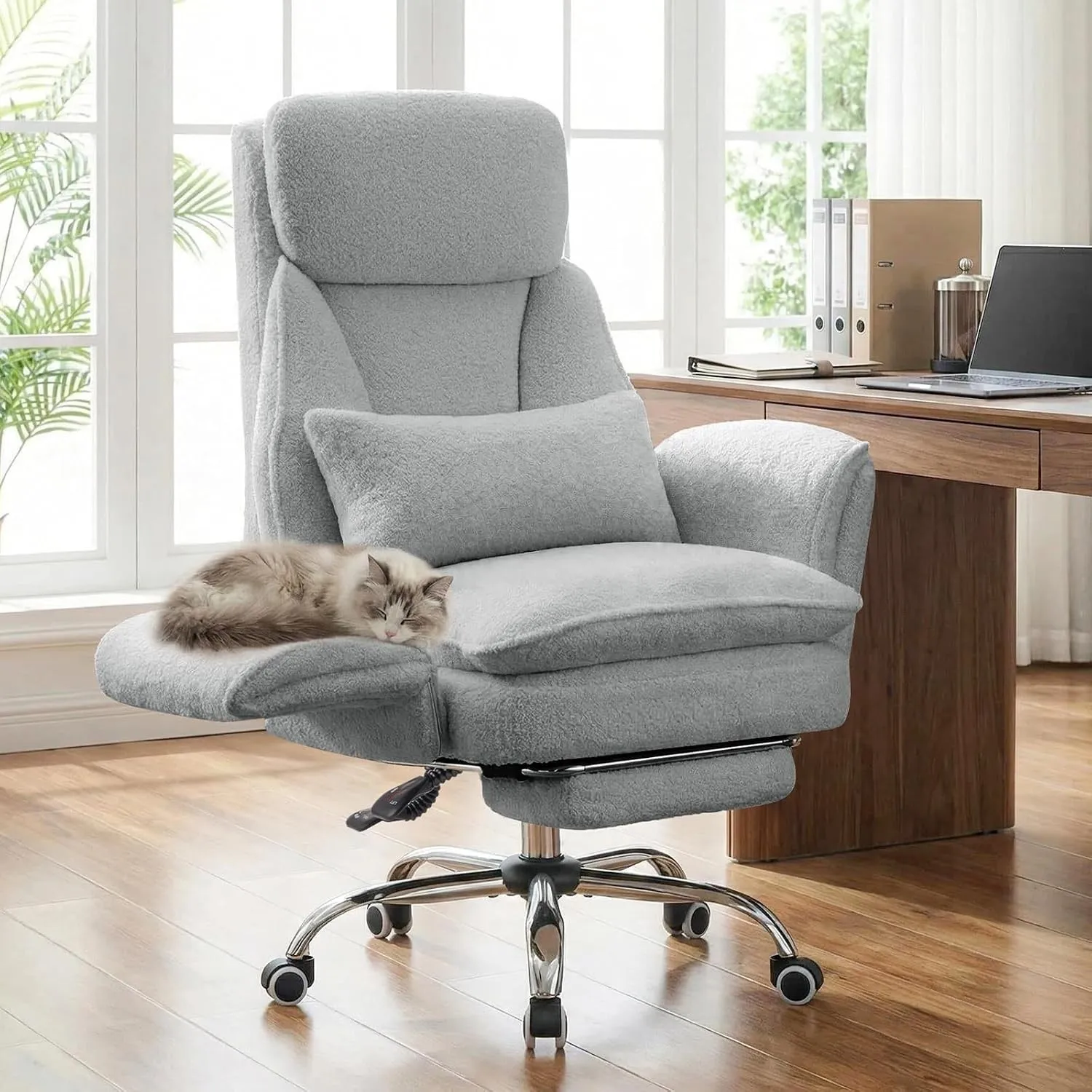 Bürostuhl Chefsessel Ergonomisch, Gaming Stuhl mit 5-Stufig Verstellbare Armlehnen & Fußstütze, Schreibtischstuhl mit V…