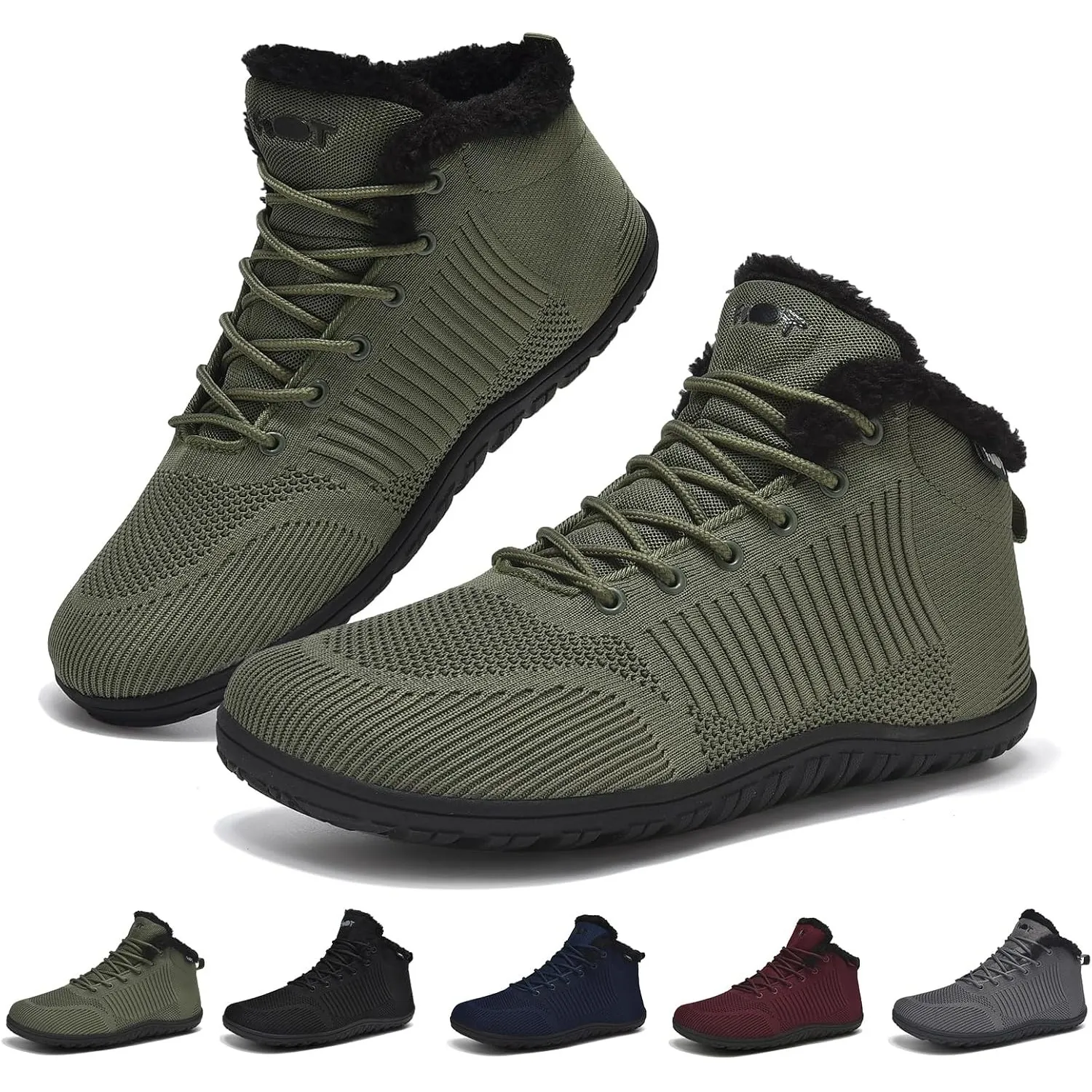 Geweo Winter Barfußschuhe Damen Herren Warm Gefüttert Winterschuhe Herbst