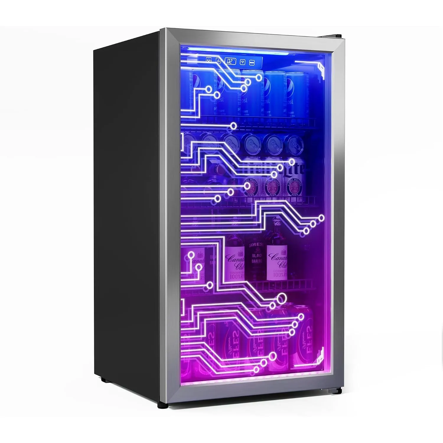 TRIUMPHKEY 90L Getränkekühlschrank mit Glastür und RGB-LED-Beleuchtung