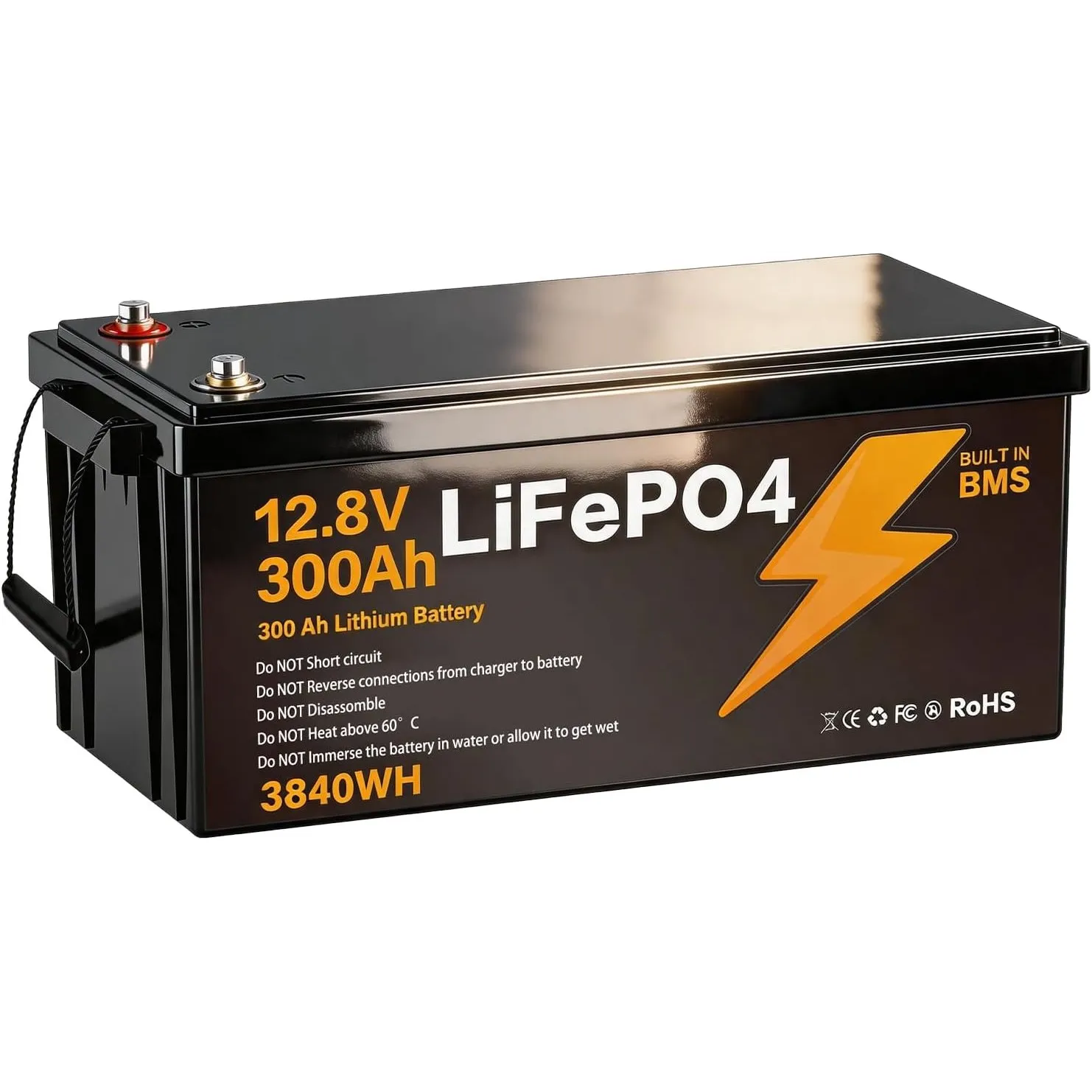 12V 300Ah Lithium Eisenphosphat Akku, 3840Wh mit BMS-Schutz