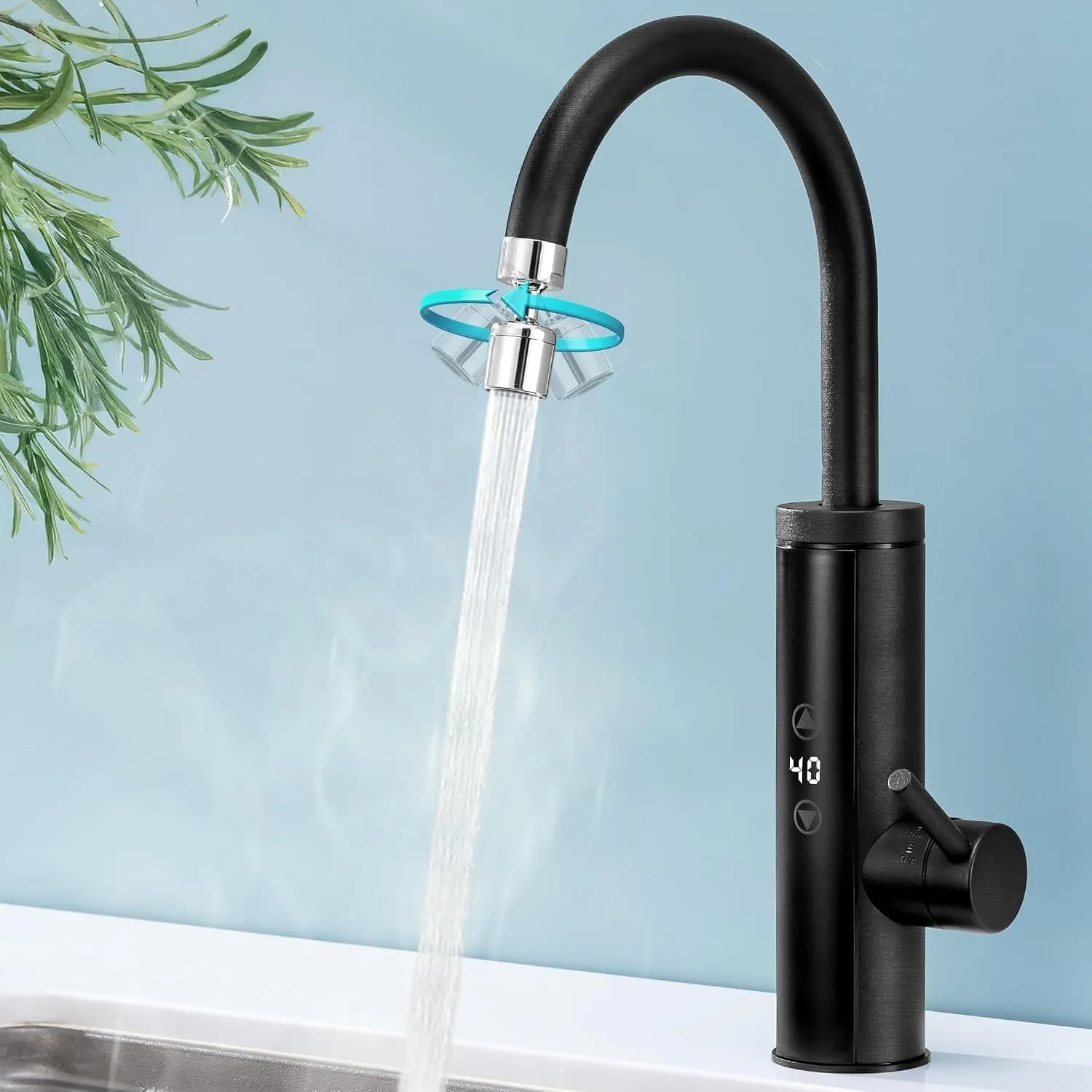HOMELODY Elektrischer Wasserhahn mit Durchlauferhitzer 230V,3400W Küchenarmatur