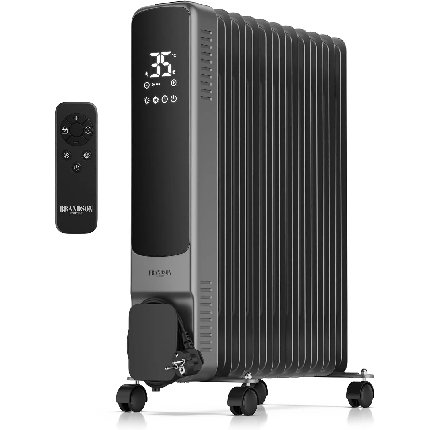 Brandson – Ölradiator 2500 Watt ECO Design – energiesparend - Temperatur 5 bis 35 °C mit Thermostat – für große Räume -…