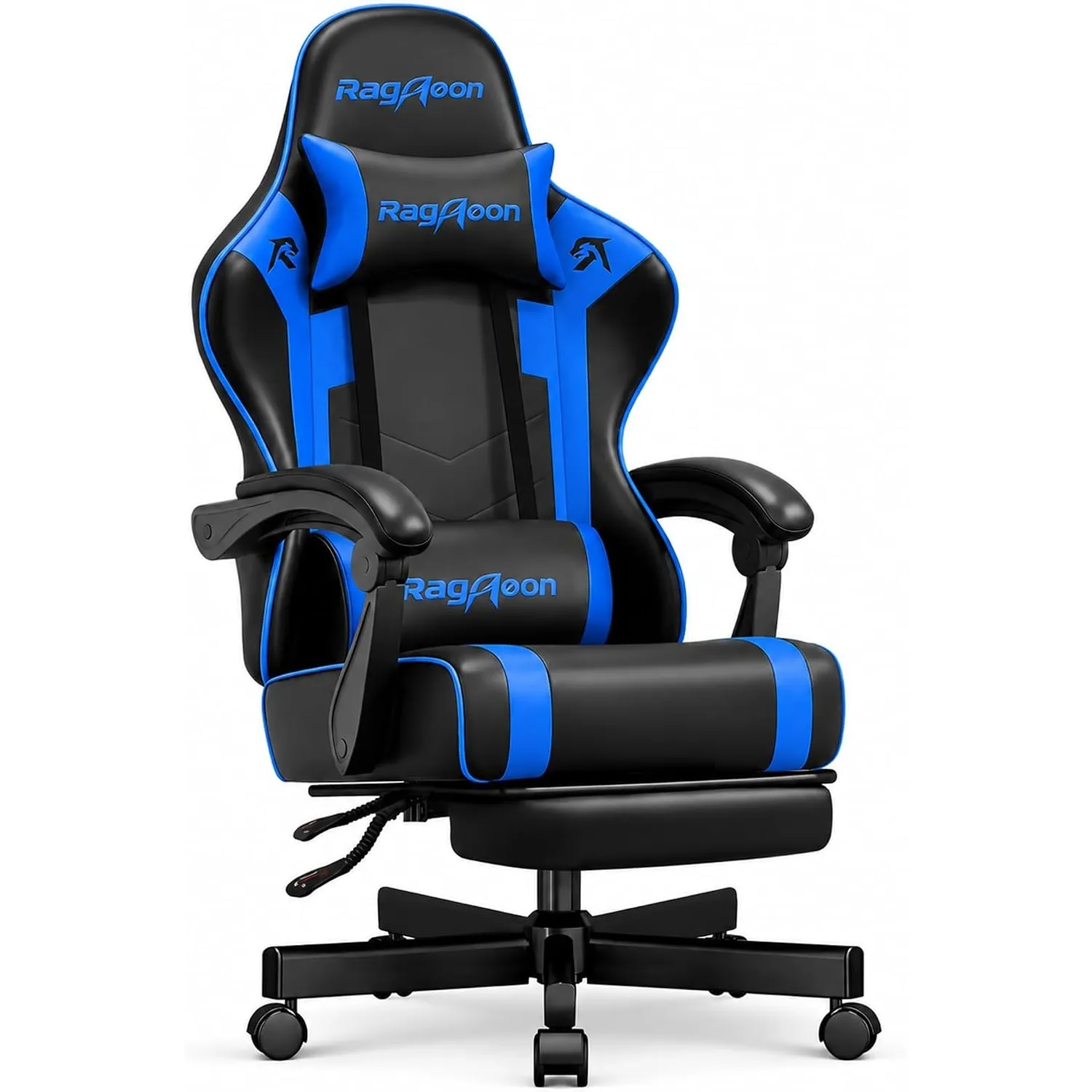 Gaming Stuhl Chair Gamer Sessel - Ergonomischer Gamer Stuhl mit Fußstütze Kopfstütze und Lordosenstütz Höhenverstellbar…